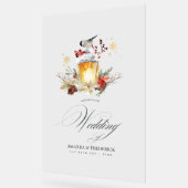 冬のクリスマスホリデー結婚ズ・ウェルカム アクリルサイン (傾斜)