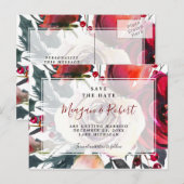 冬のクリスマスホリデー・セーブ・ザ・デートカード 案内ポストカード (正面/裏面)