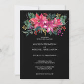 冬のクリスマスホリデー 水彩 ポインセチア 招待状 (正面)