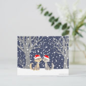 冬のクリスマスポストカードに2匹のオオカミ シーズンポストカード (スタンド正面)