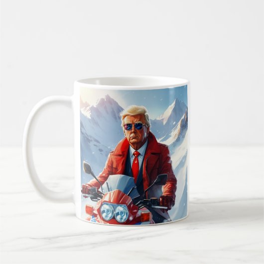 冬のクリスマスマガでトランプライディングバイク コーヒーマグカップ (左)
