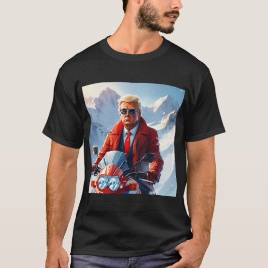 冬のクリスマスマガでトランプライディングバイク Tシャツ (正面)