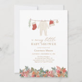 冬のクリスマスメリーの小さな赤ちゃんシャワー 招待状 (正面)