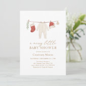 冬のクリスマスメリーの小さな赤ちゃんシャワー 招待状 (スタンド正面)