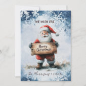 冬のクリスマスメリーサイン入りサンタ シーズンカード (正面)