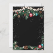 冬のクリスマスライト雪のように松の赤ちゃんシャワー 招待状 (裏面)