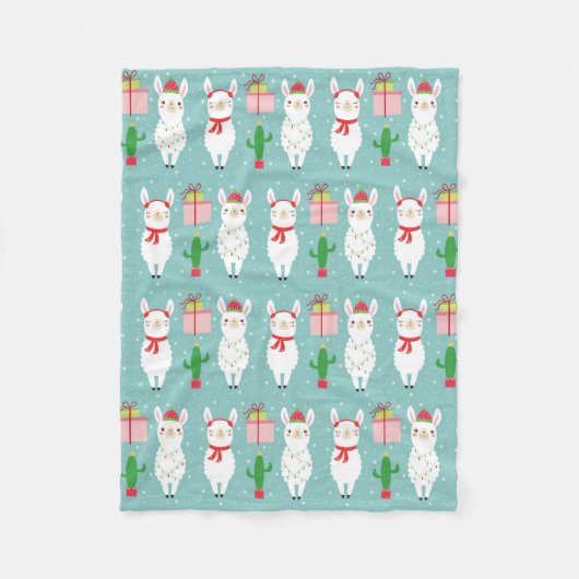 冬のクリスマスラマス |休日 フリースブランケット (正面)