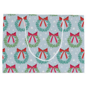 冬のクリスマスリースと弓レトロインスパイア ラージペーパーバッグ (裏面)