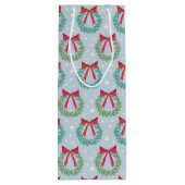 冬のクリスマスリースと弓レトロインスパイア ワインギフトバッグ (裏面)