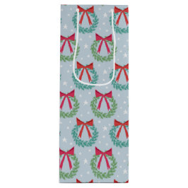 冬のクリスマスリースと弓レトロインスパイア ワインギフトバッグ