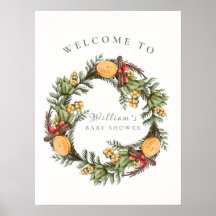 冬のクリスマスリースベビーシャワーウェルカム