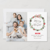 冬のクリスマスリースホリデーフォトカード シーズンカード (正面)