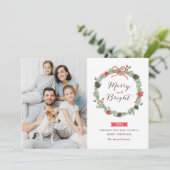 冬のクリスマスリースホリデーフォトカード シーズンカード (スタンド正面)