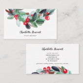 冬のクリスマスリース水カラーイベントプランナー 名刺 (正面/裏面)