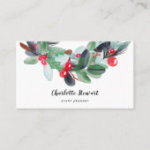 冬のクリスマスリース水カラーイベントプランナー 名刺 (正面)