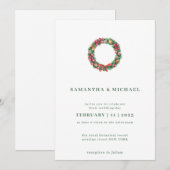 冬のクリスマスリース シンプル エレガント ウェディング 招待状 (正面/裏面)