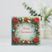 冬のクリスマスリース 🎄❄️ ポインセチア 赤い花 (スタンド正面)