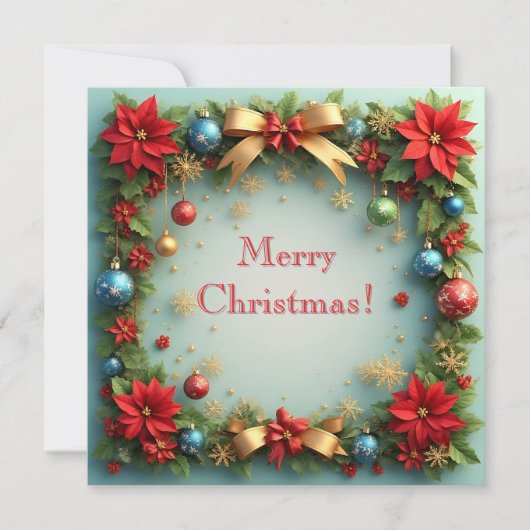冬のクリスマスリース 🎄❄️ ポインセチア 赤い花 (正面)