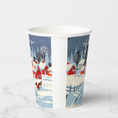 冬のクリスマスヴィンテージカントリーシーン 紙コップ (右)