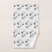 冬のクリスマスヴィンテージ鹿ヘッド〔雄ジカの〕枝角パターン バスタオルセット (ハンドタオル)