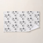 冬のクリスマスヴィンテージ鹿ヘッド〔雄ジカの〕枝角パターン バスタオルセット (ハンドタオル)