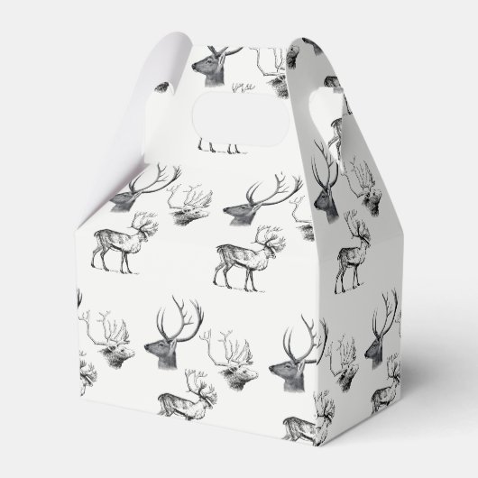 冬のクリスマスヴィンテージ鹿ヘッド〔雄ジカの〕枝角パターン フェイバーボックス (裏面サイド)
