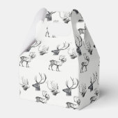 冬のクリスマスヴィンテージ鹿ヘッド〔雄ジカの〕枝角パターン フェイバーボックス (正面サイド)