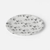 冬のクリスマスヴィンテージ鹿ヘッド〔雄ジカの〕枝角パターン ペーパープレート (アングル)