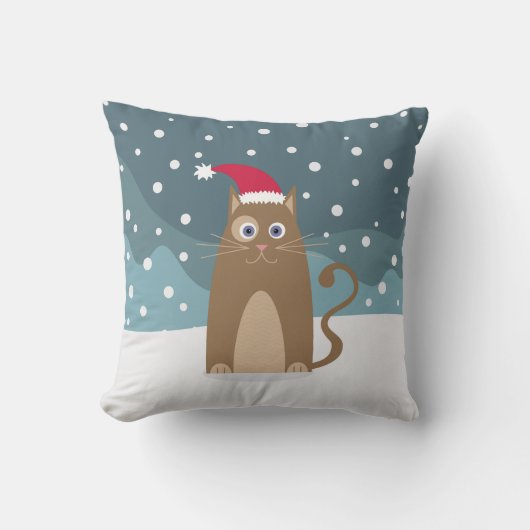 冬のクリスマス休みのサンタクロペット  クッション (正面)