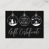 冬のクリスマス休暇のギフト証明書 名刺 (正面)