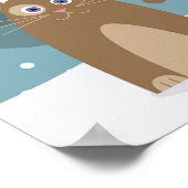 冬のクリスマス休暇サンタ猫ペット ポスター (角)