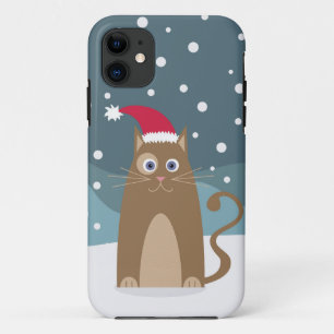冬のクリスマス休暇サンタ猫ペット iPhone 11 ケース