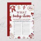 冬のクリスマス何ベビーアイテム赤ちゃんシャワーゲーム 招待状 (正面/裏面)