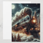 冬のクリスマス夜の列車 シーズンカード (正面/裏面)