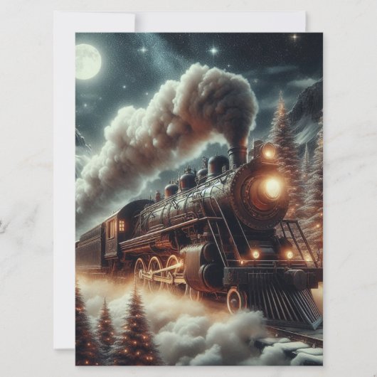 冬のクリスマス夜の列車 シーズンカード (正面)