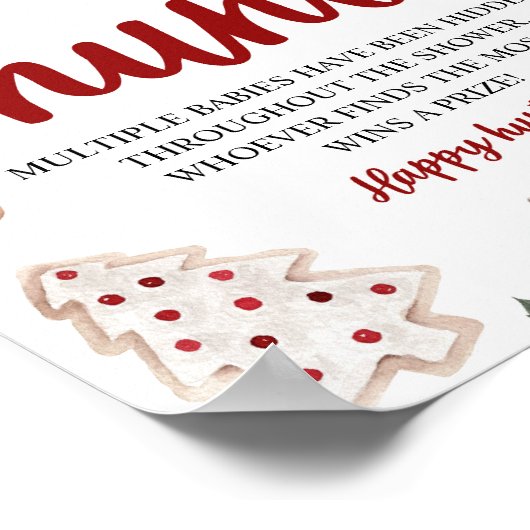 冬のクリスマス小さなベビー狩りベビーシャワーゲーム ポスター (角)