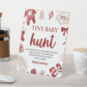 冬のクリスマス小さなベビー狩りベビーシャワーゲーム 台座サイン (インサイチュ)