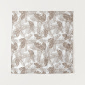 冬のクリスマス抽象芸術ベージュパインコーンの木のpr タペストリー (正面(横))