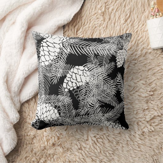 冬のクリスマス抽象芸術白い松の円錐木のpr クッション (ブランケット)