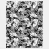 冬のクリスマス抽象芸術白い松の円錐木のpr フリースブランケット (正面)