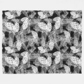 冬のクリスマス抽象芸術白い松の円錐木のpr フリースブランケット (正面(横))