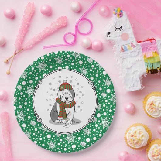 冬のクリスマス旧英語シェプドグレイ1かわいい ペーパープレート (パーティー)