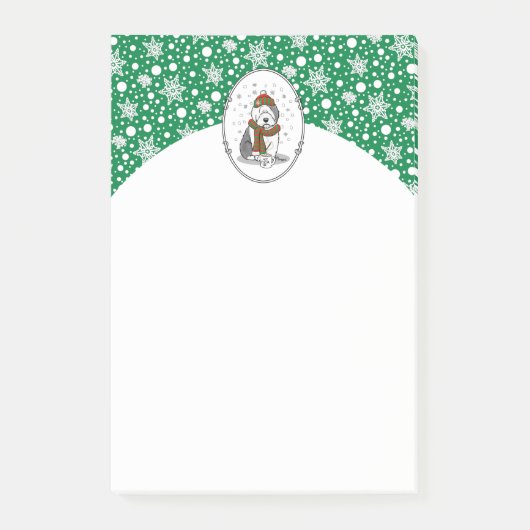 冬のクリスマス旧英語シェプドグレイ1かわいい ポストイット (正面)