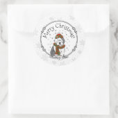 冬のクリスマス旧英語シェプドグレイ1かわいい ラウンドシール (バッグ)