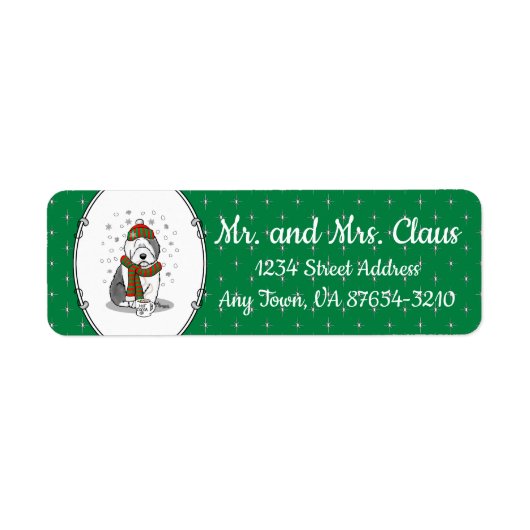 冬のクリスマス旧英語シェプドグレイ1かわいい ラベル (正面)