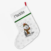 冬のクリスマス旧英語シェプドグレイ1かわいい ラージクリスマスストッキング (裏面 (吊り時))