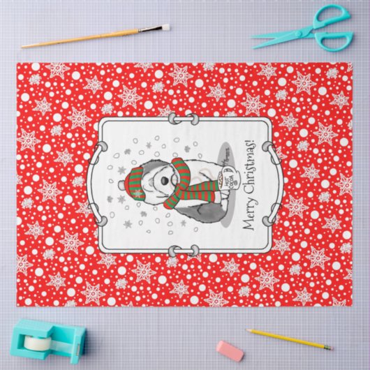 冬のクリスマス旧英語シェプドグレイ1かわいい 薄葉紙 (クラフト)