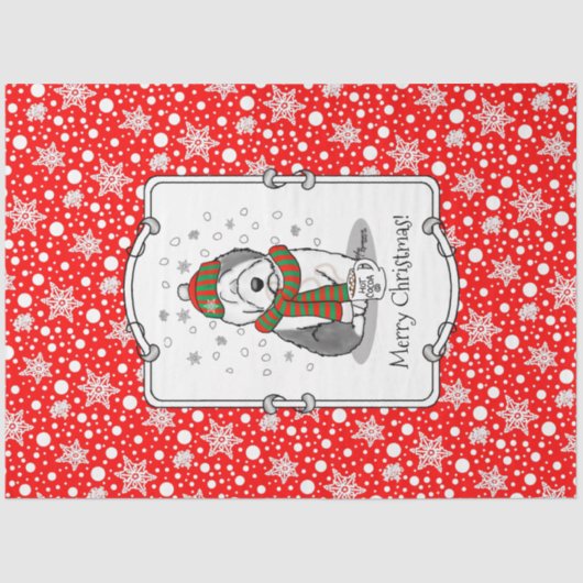 冬のクリスマス旧英語シェプドグレイ1かわいい 薄葉紙 (正面)