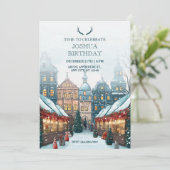 冬のクリスマス村の誕生日 招待状 (スタンド正面)