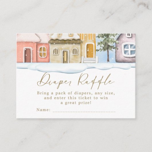 冬のクリスマス村の赤ちゃんシャワーを取る エンクロージャーカード (正面)